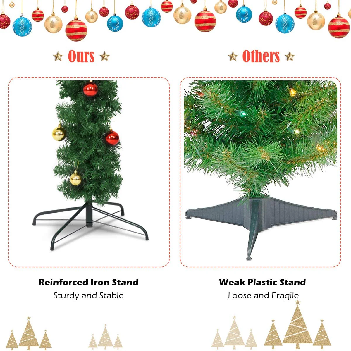 Pre-Lit Artificial Cactus Christmas Tree with LED Lights and Ball Ornaments - Image 6