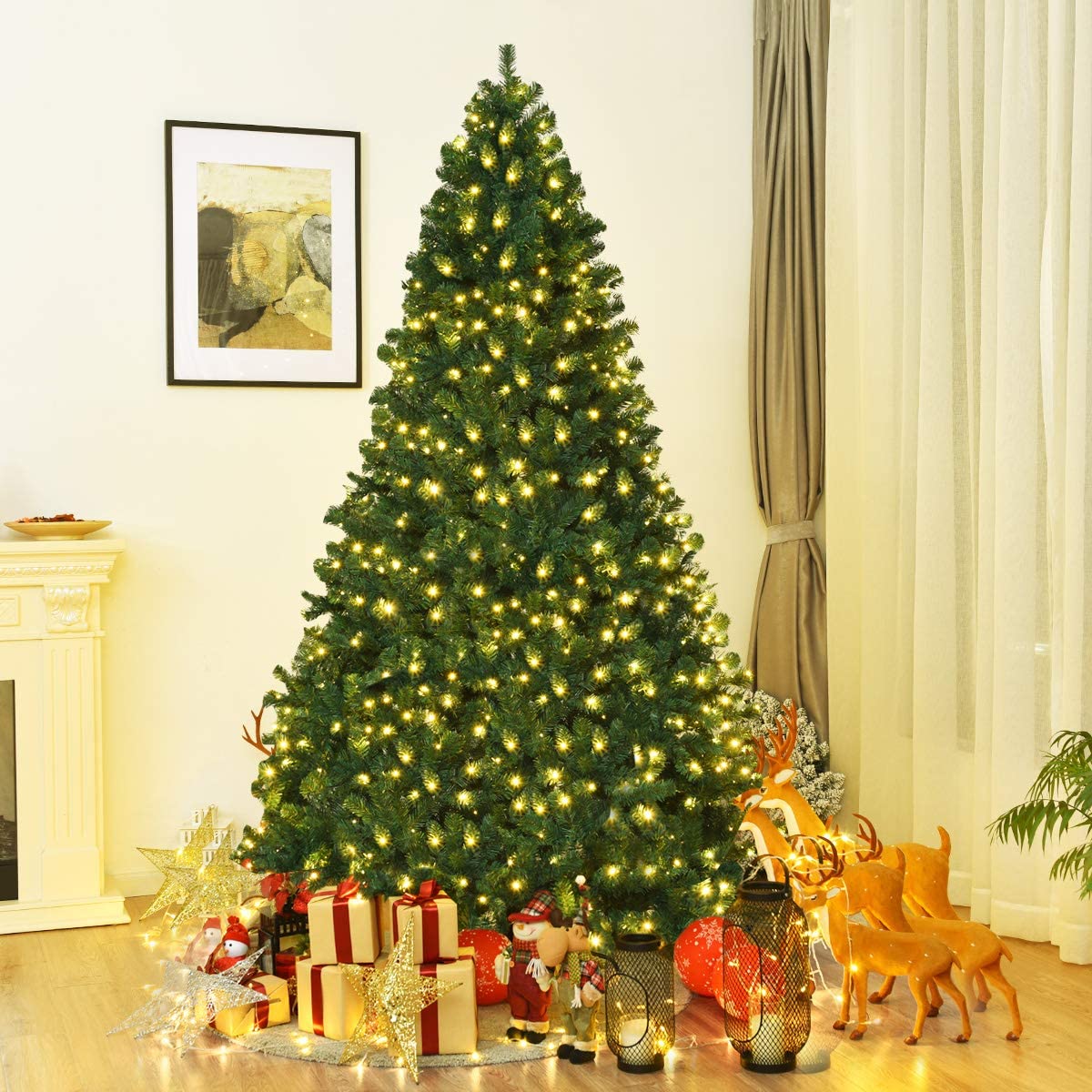 Pre-Lit PVC Artificial Christmas Tree Auto-Spread/Close up Premium Spruce Hinged - Image 2