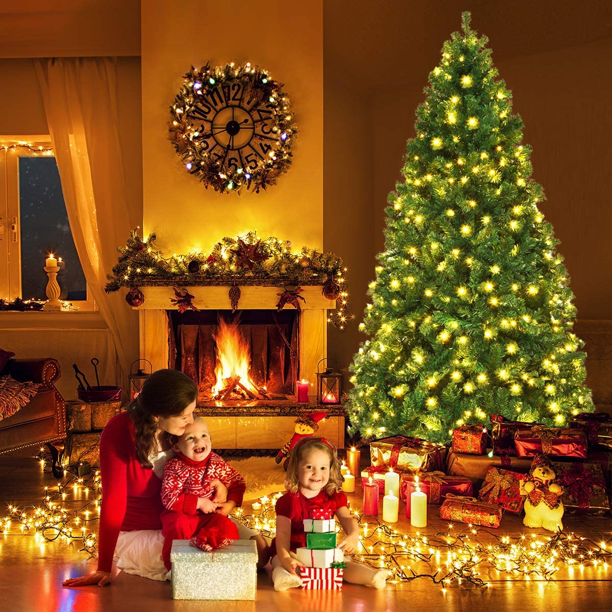 Pre-Lit PVC Artificial Christmas Tree Auto-Spread/Close up Premium Spruce Hinged - Image 3