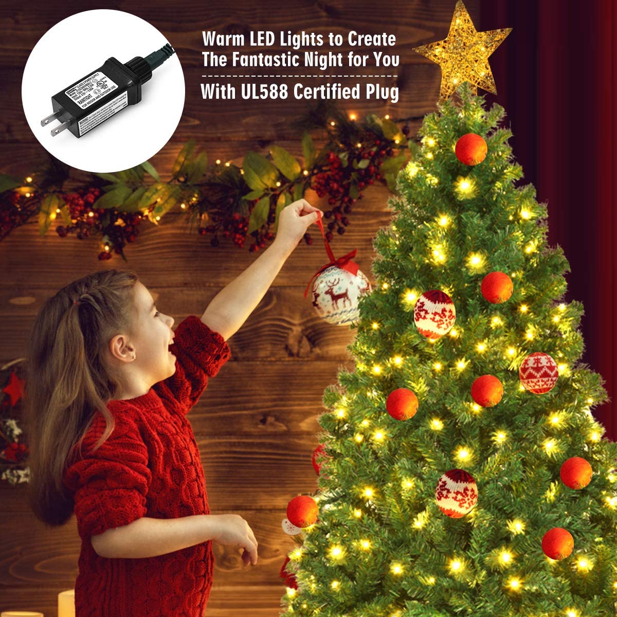 Pre-Lit PVC Artificial Christmas Tree Auto-Spread/Close up Premium Spruce Hinged - Image 4
