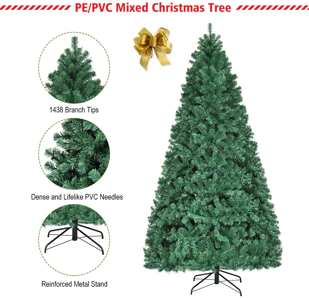 Pre-Lit PVC Artificial Christmas Tree Auto-Spread/Close up Premium Spruce Hinged - Image 6