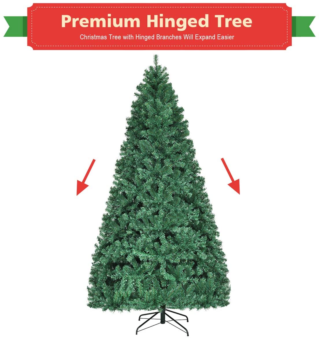 Pre-Lit PVC Artificial Christmas Tree Auto-Spread/Close up Premium Spruce Hinged - Image 8