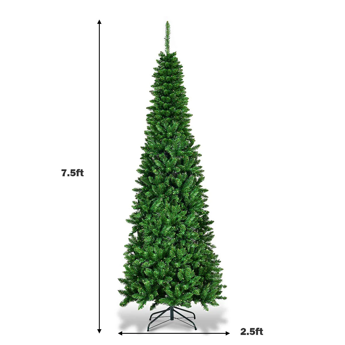 Prelit Pencil Christmas Tree, Premium Hinged Fir Tree - Image 9