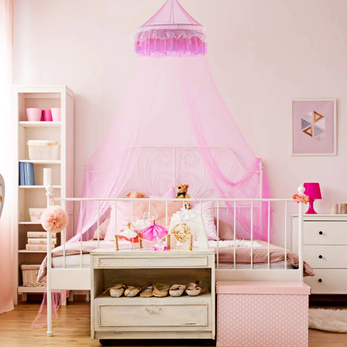Princess Bed Canopy Netting Dome with Elegant Ruffle Lace - Image 3