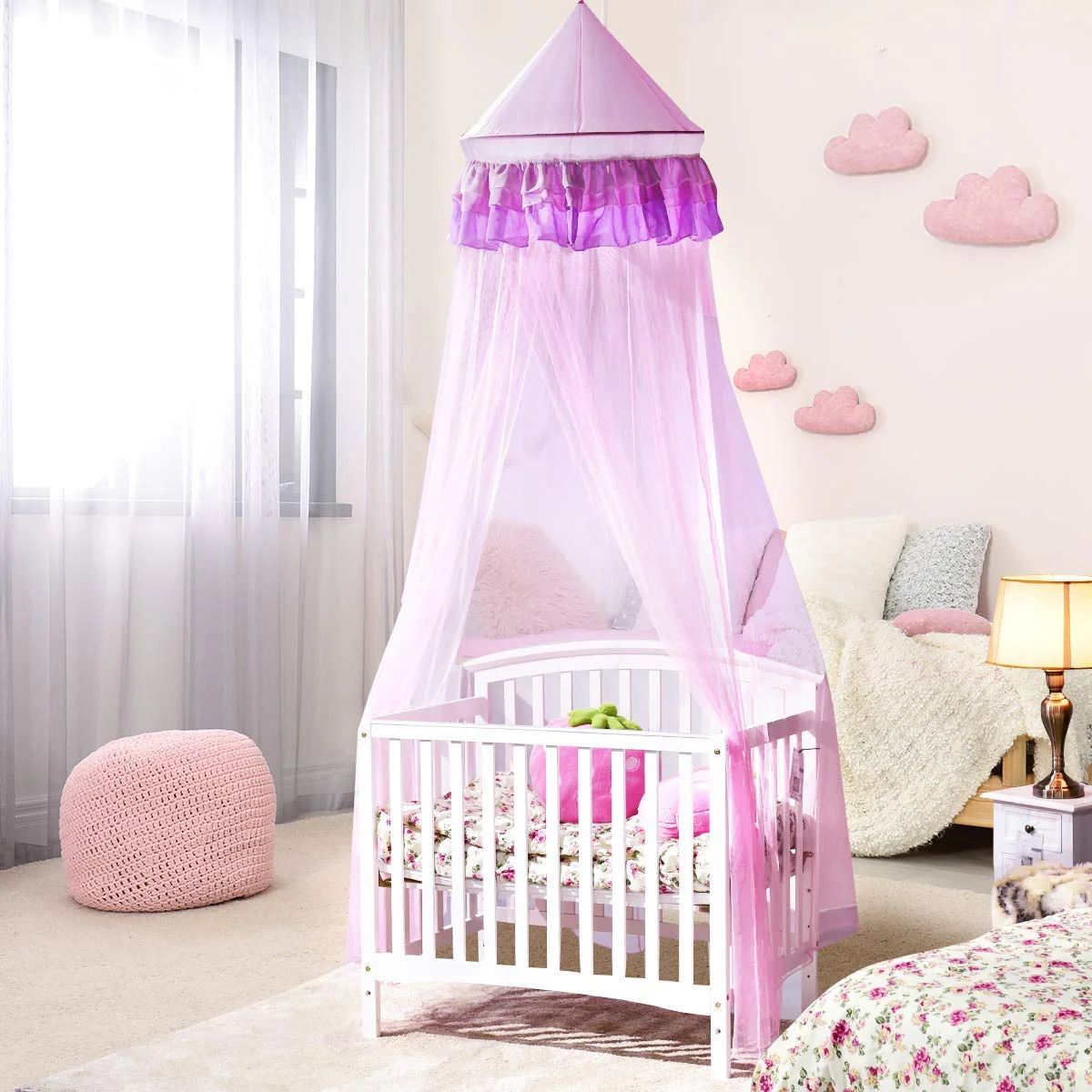 Princess Bed Canopy Netting Dome with Elegant Ruffle Lace - Image 6