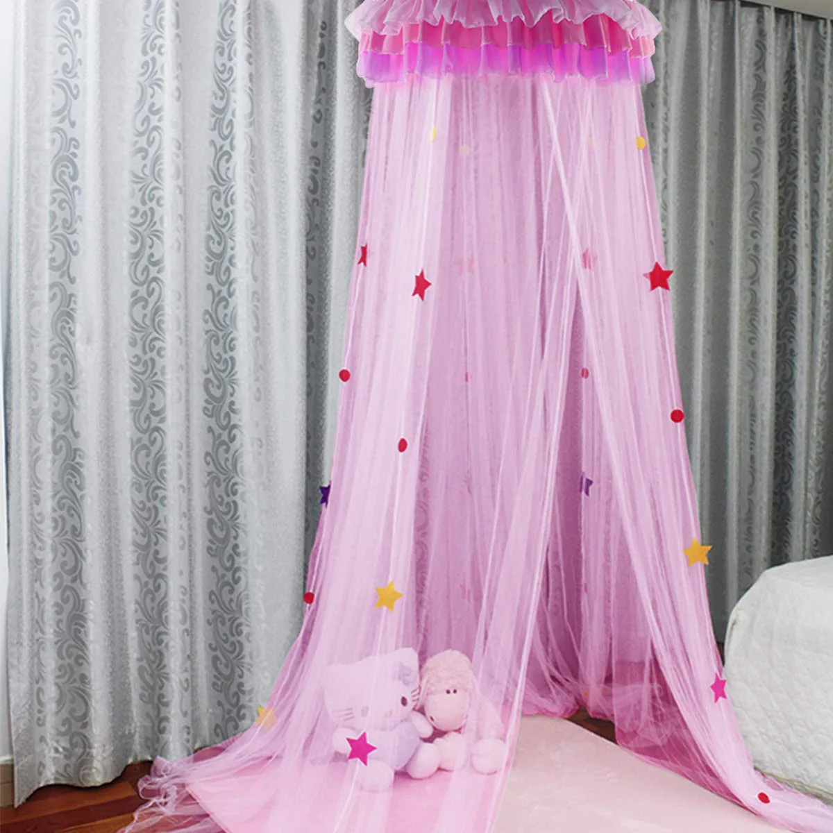 Princess Bed Canopy Netting Dome with Elegant Ruffle Lace - Image 8