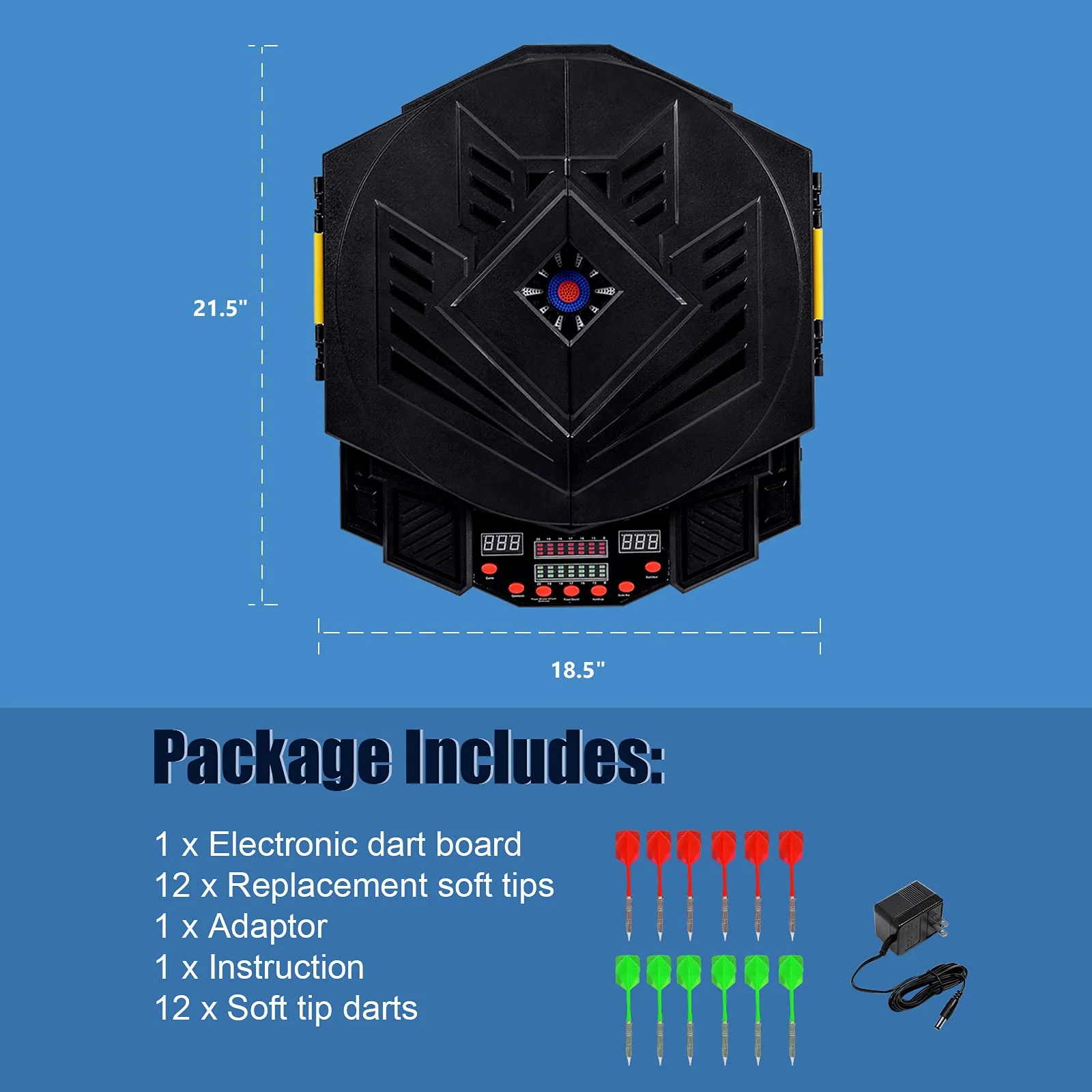 Professional Electronic Dart Board Cabinet Set Dartboard Game Room LED Display - Image 9