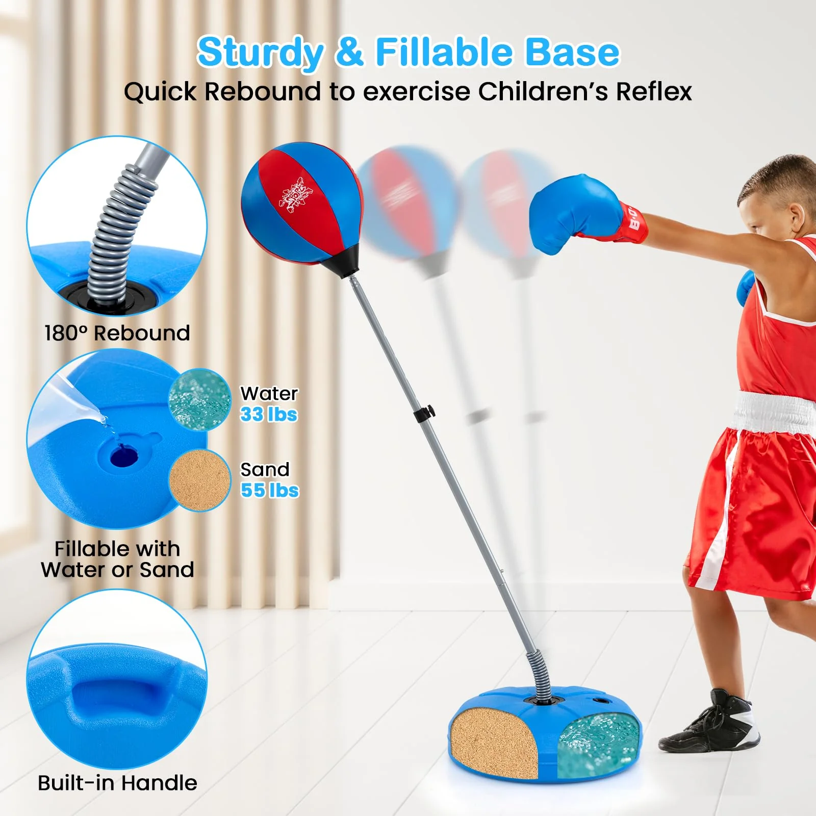 Goplus Punching Bag for Kids Adjustable Boxing Toy Set with Reflex Bag - Image 4
