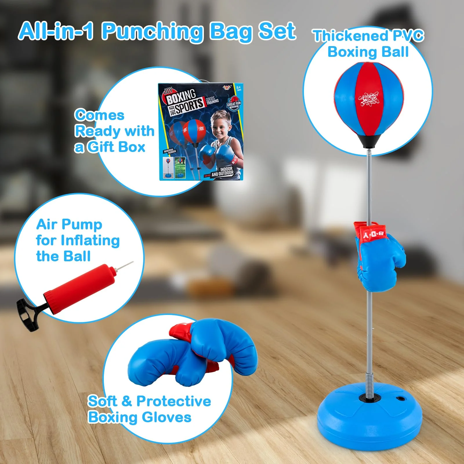 Goplus Punching Bag for Kids Adjustable Boxing Toy Set with Reflex Bag - Image 5