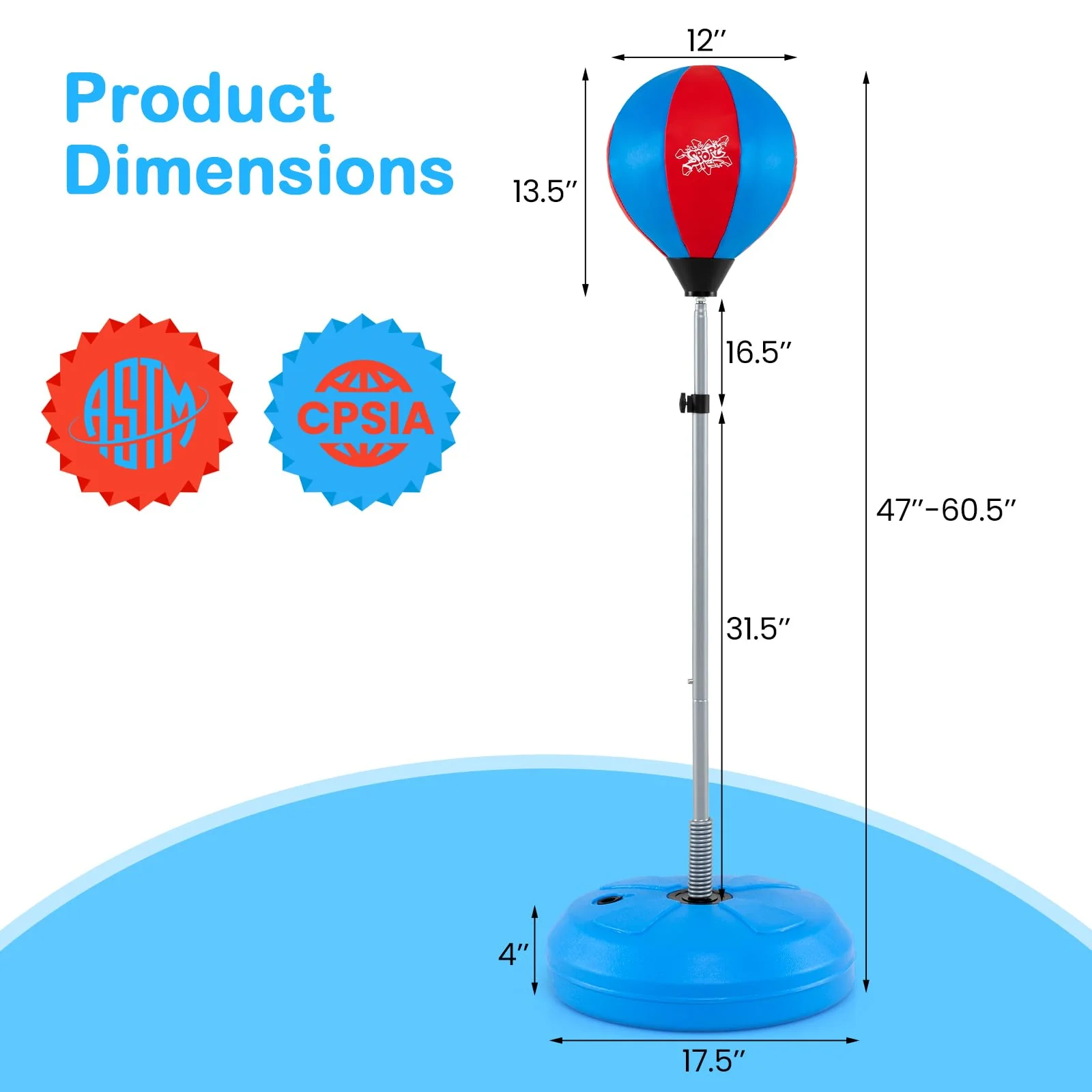 Goplus Punching Bag for Kids Adjustable Boxing Toy Set with Reflex Bag - Image 7