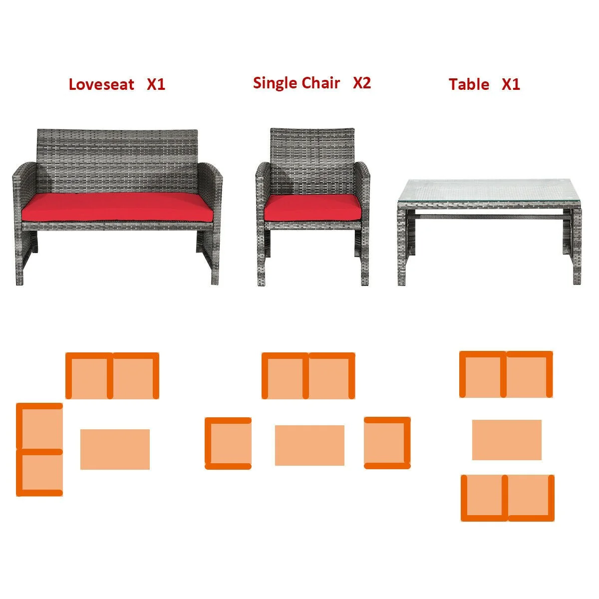 Goplus 4-Piece Rattan Patio Furniture Set, Wicker Rattan Furniture Set - Image 10