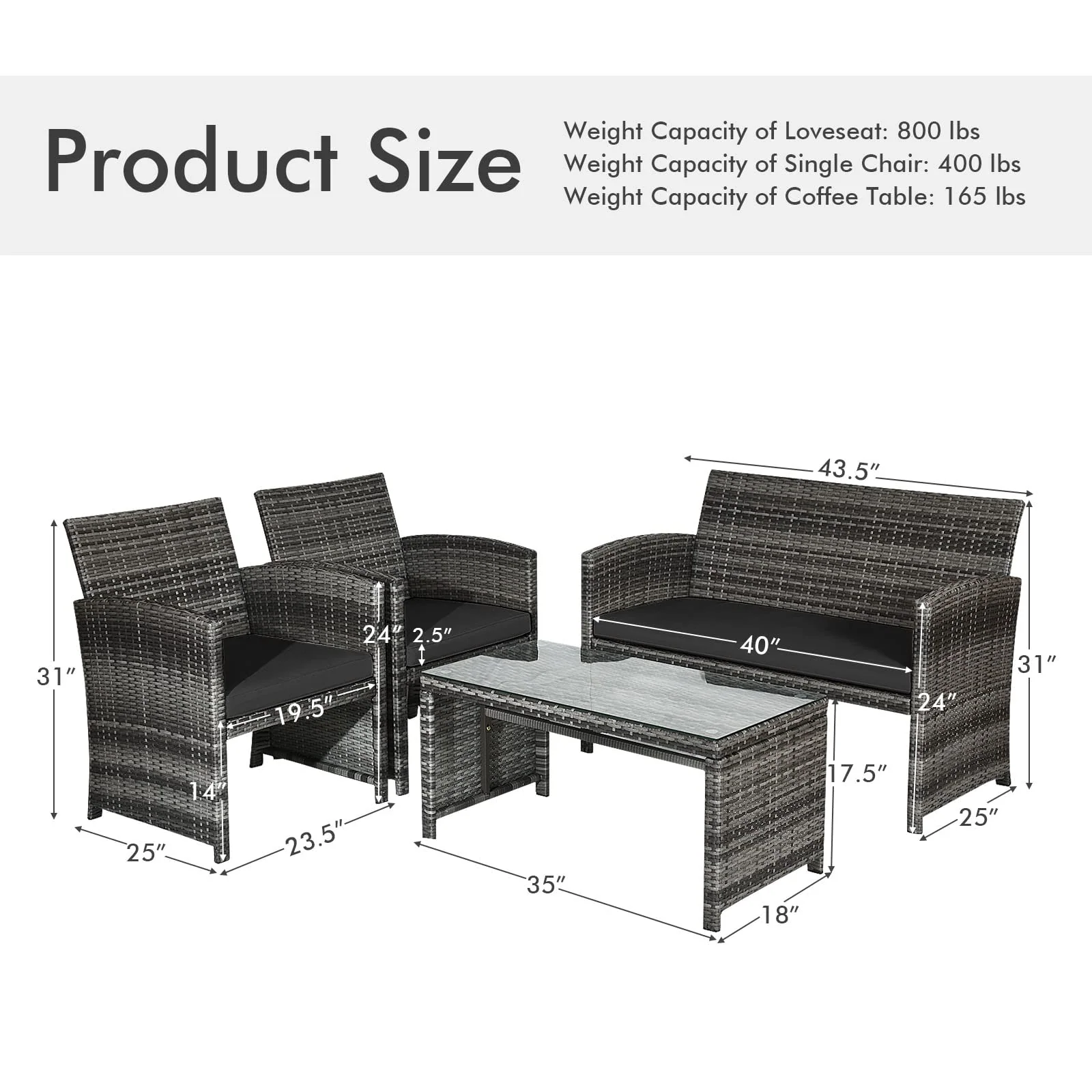 Goplus 4-Piece Rattan Patio Furniture Set, Wicker Rattan Furniture Set - Image 21