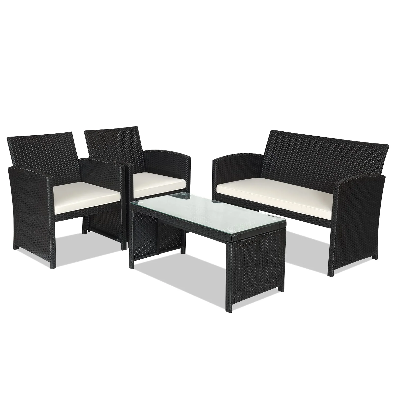 Rattan Patio Furniture Set, Outdoor Wicker Conversation Sofa - Image 9