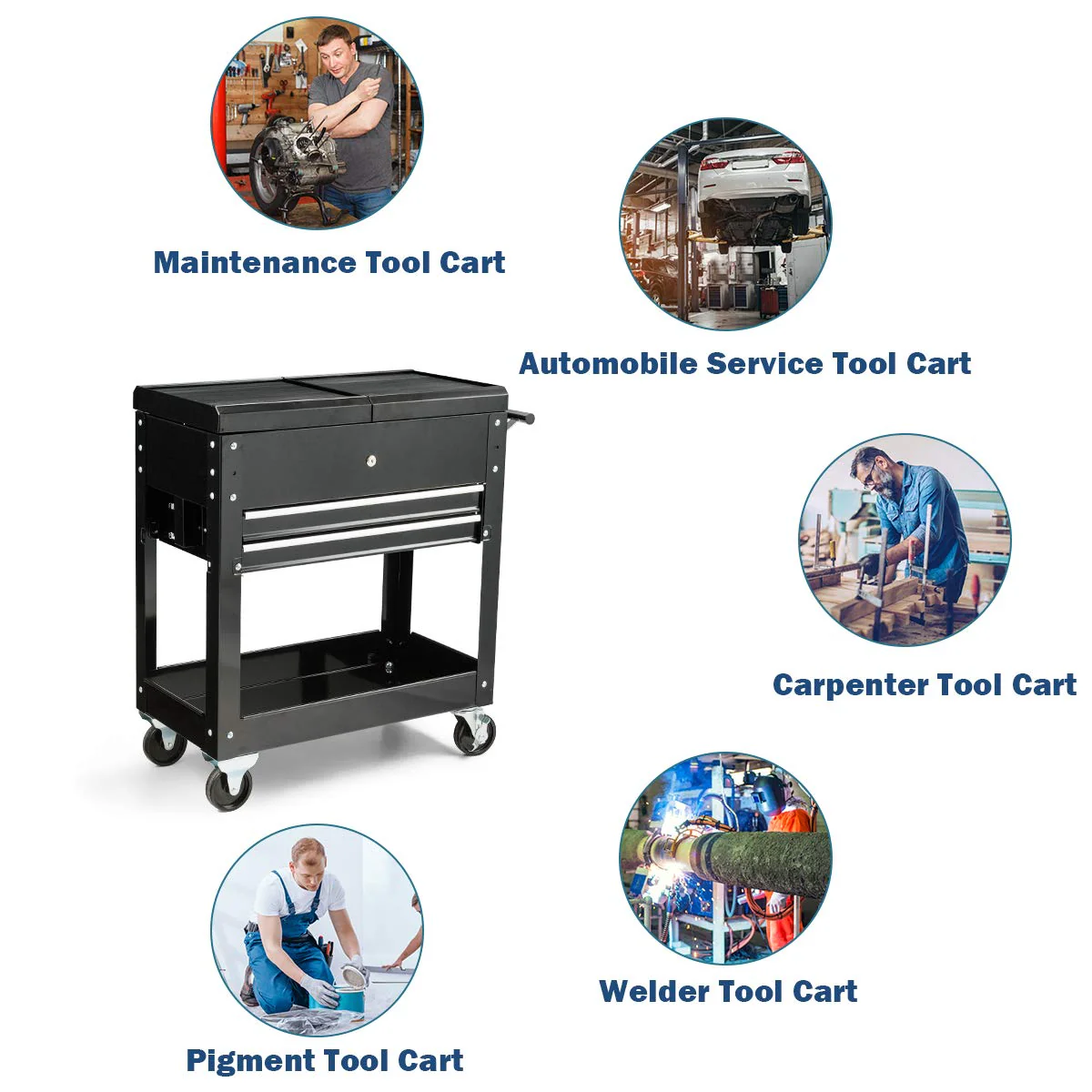 Rolling Tool Box, Tool Cabinet Cart on Wheels with Storage Drawers, Heavy Duty Steel Tool Storage Organizer for Garage Warehouse Workshop - Image 6