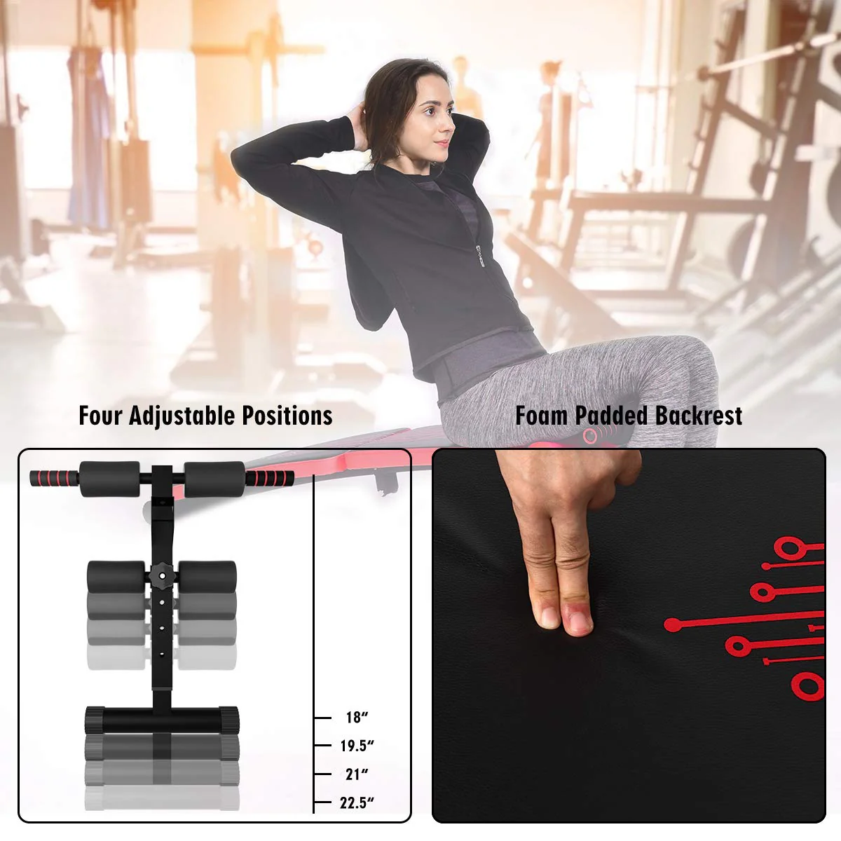 Sit Up Bench Adjustable, Foldable Abdominal Training Workout Slant Bench - Image 3