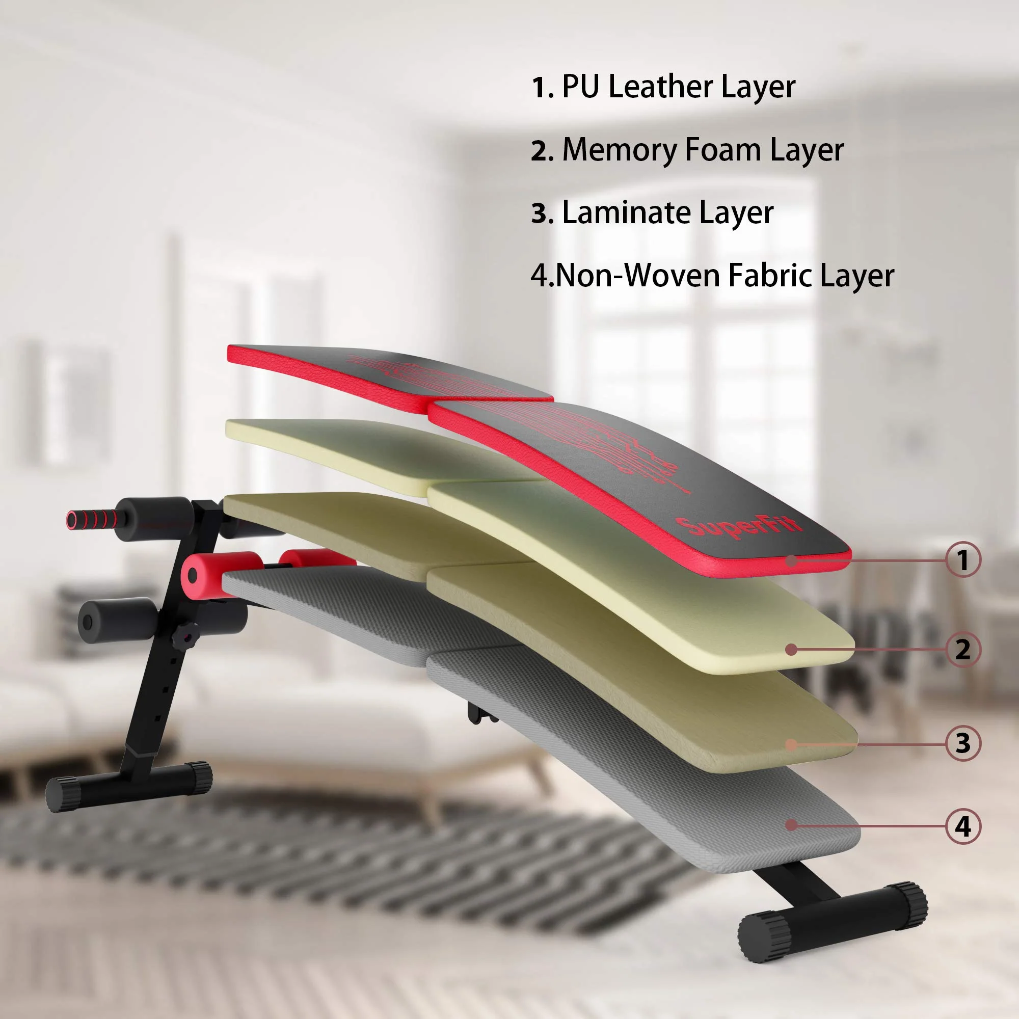 Sit Up Bench Adjustable, Foldable Abdominal Training Workout Slant Bench - Image 4
