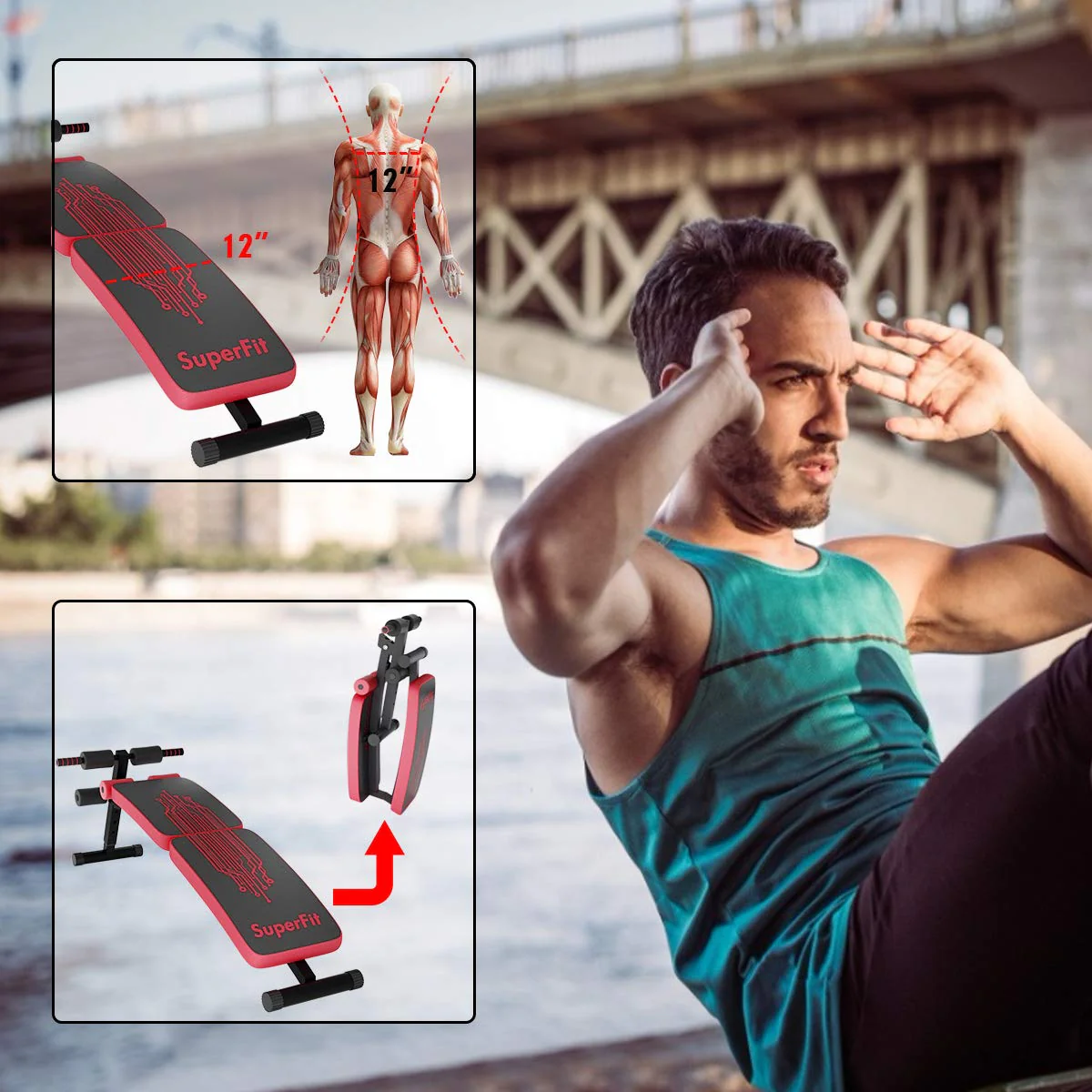 Sit Up Bench Adjustable, Foldable Abdominal Training Workout Slant Bench - Image 5
