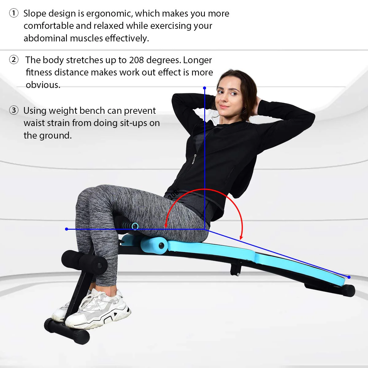 Sit Up Bench Adjustable, Foldable Abdominal Training Workout Slant Bench - Image 7