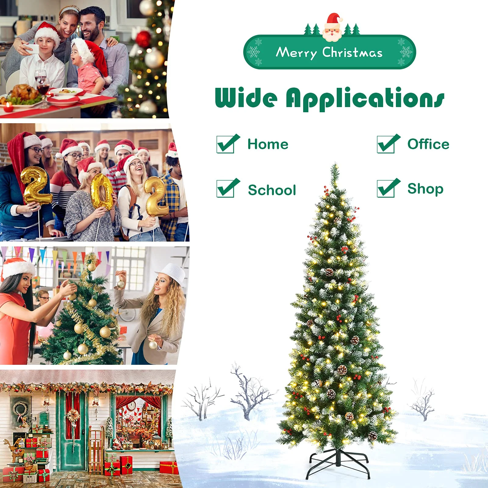 Snow Flocked Artificial Hinged Xmas Tree - Image 4