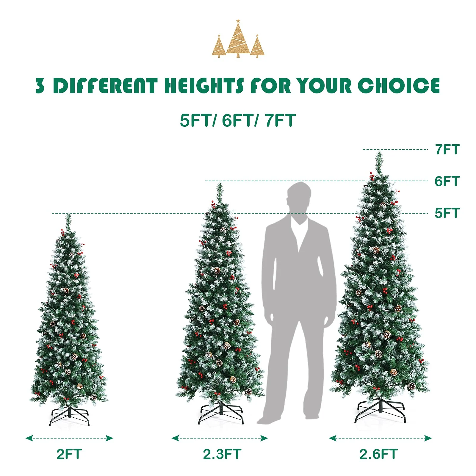 Snow Flocked Artificial Hinged Xmas Tree - Image 7