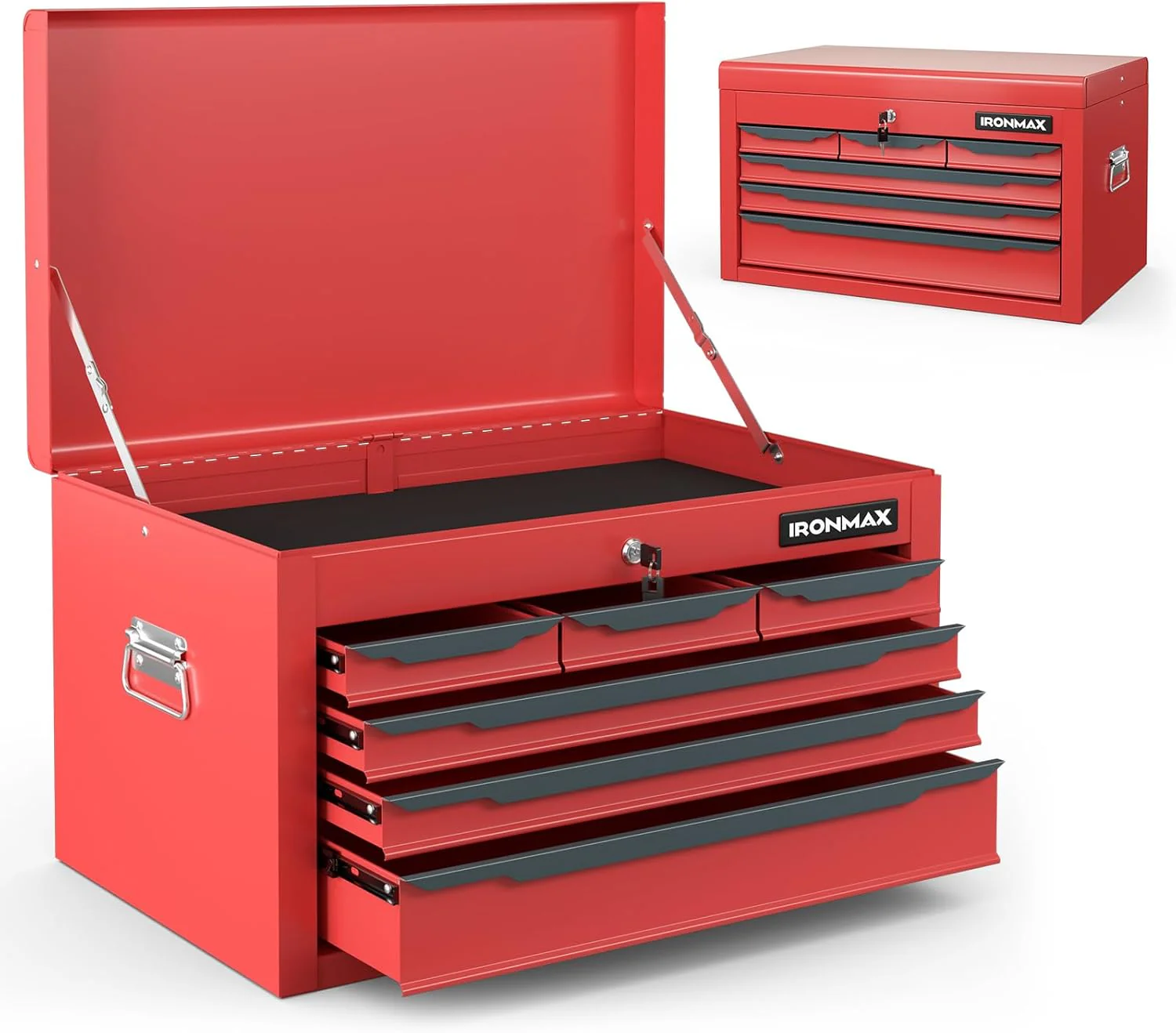 Steel Tool Box, 24” Tool Chest Case with 6 Drawers, Top Storage, Automatic Lock - Image 13