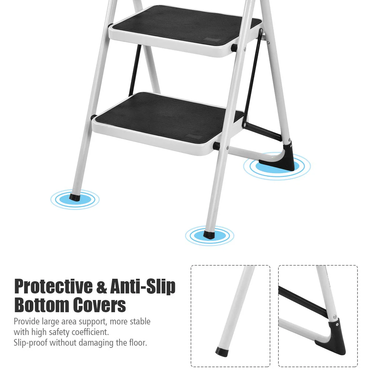 Step Ladder, Heavy Duty Folding 2 Step Ladder Step Stool - Image 6