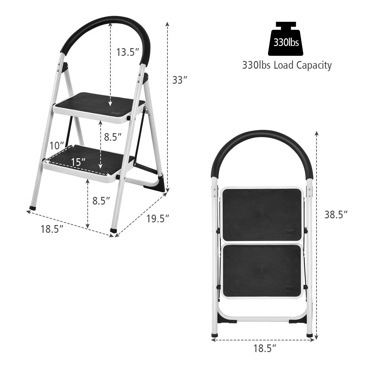 Step Ladder, Heavy Duty Folding 2 Step Ladder Step Stool - Image 9