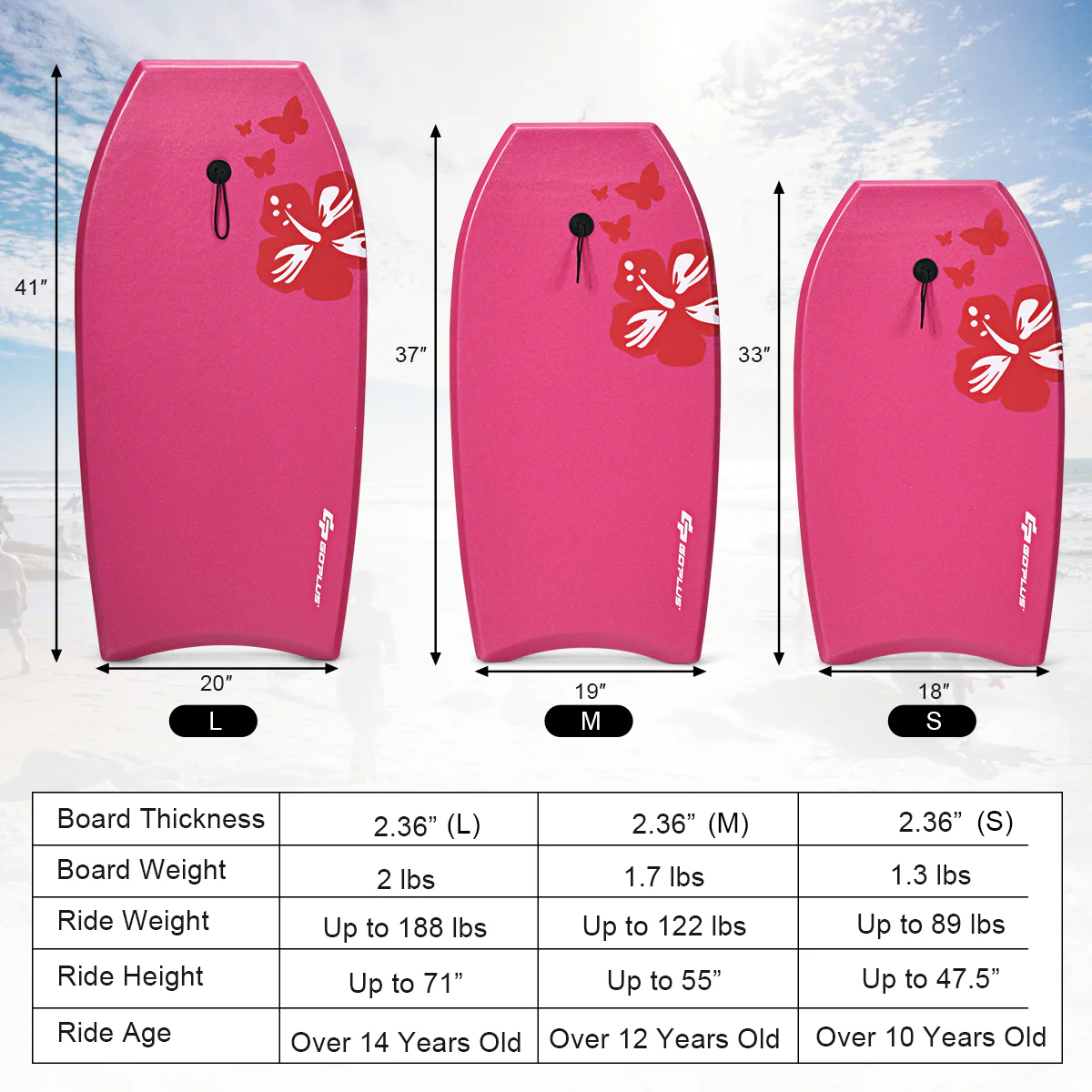 Super Lightweight Bodyboard, 33-41'' Body Board with EPS Core - Image 12