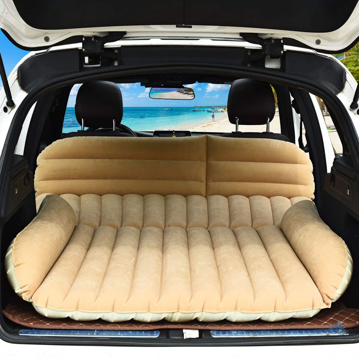 SUV Air Mattress for Back Seat, Inflatable Car Air Bed with Electric Air Pump Flocking Surface - Image 12