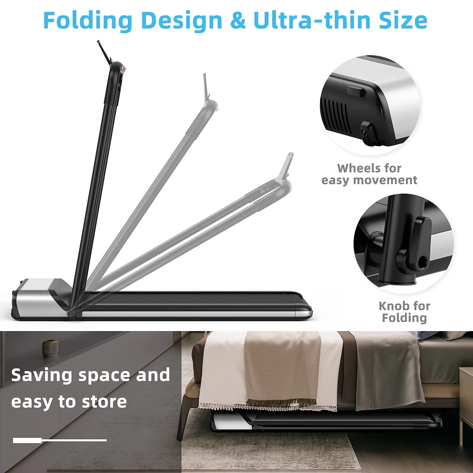 Ultra-Thin Electric Folding Treadmill, Installation-Free Design - Image 4