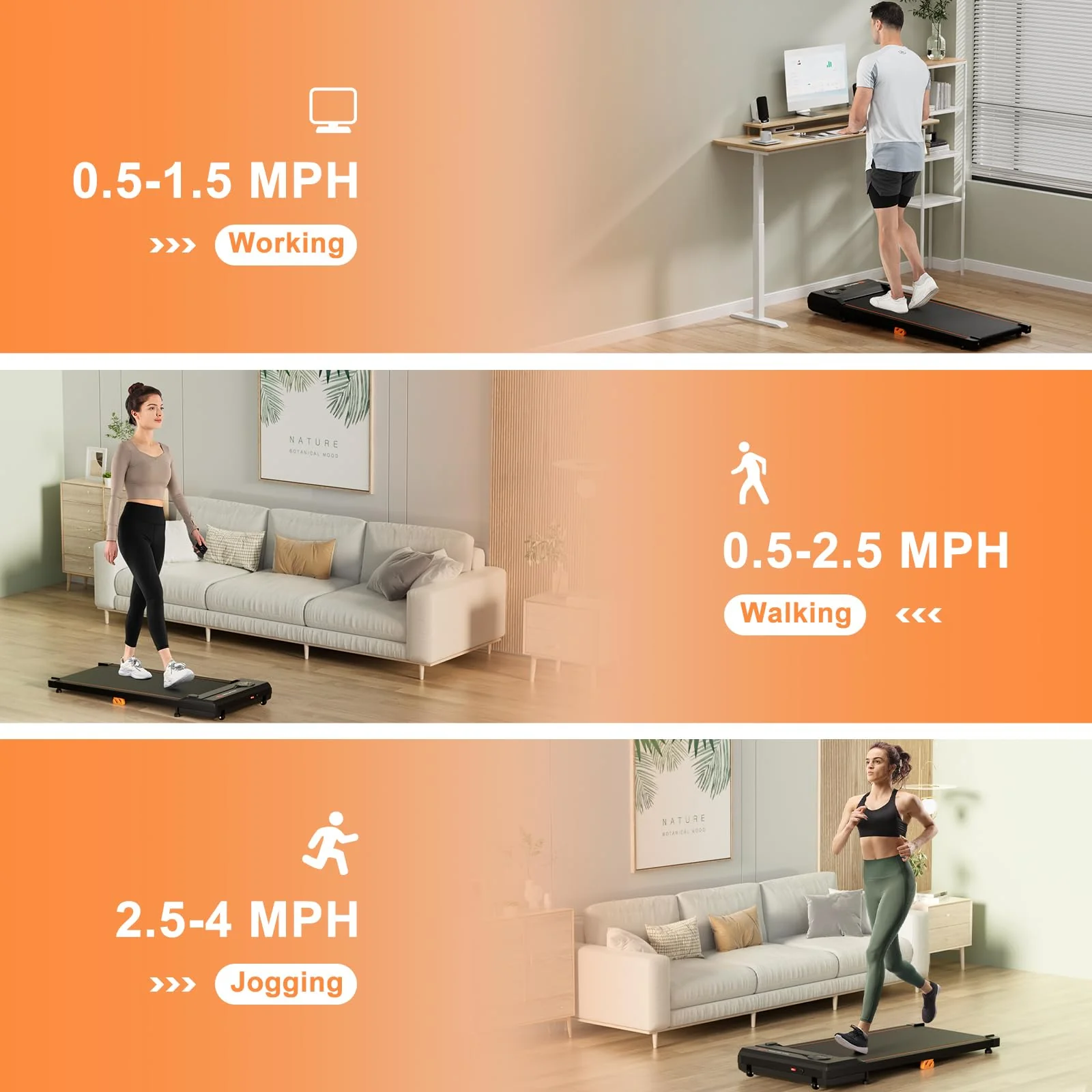 Goplus Walking Pad 340 LBS Capacity Under Desk Treadmill with Remote Control LED Display - Image 2