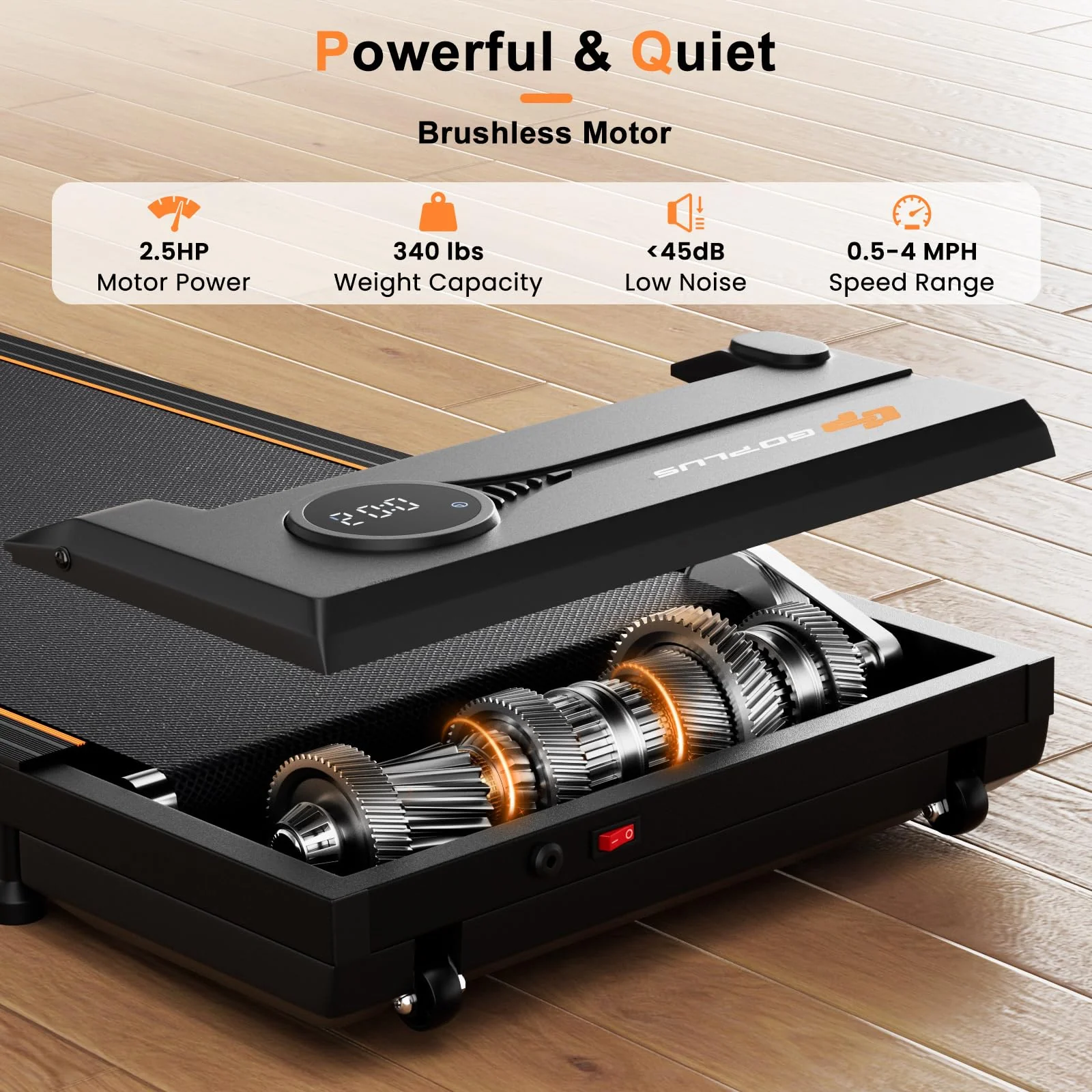 Goplus Walking Pad 340 LBS Capacity Under Desk Treadmill with Remote Control LED Display - Image 3