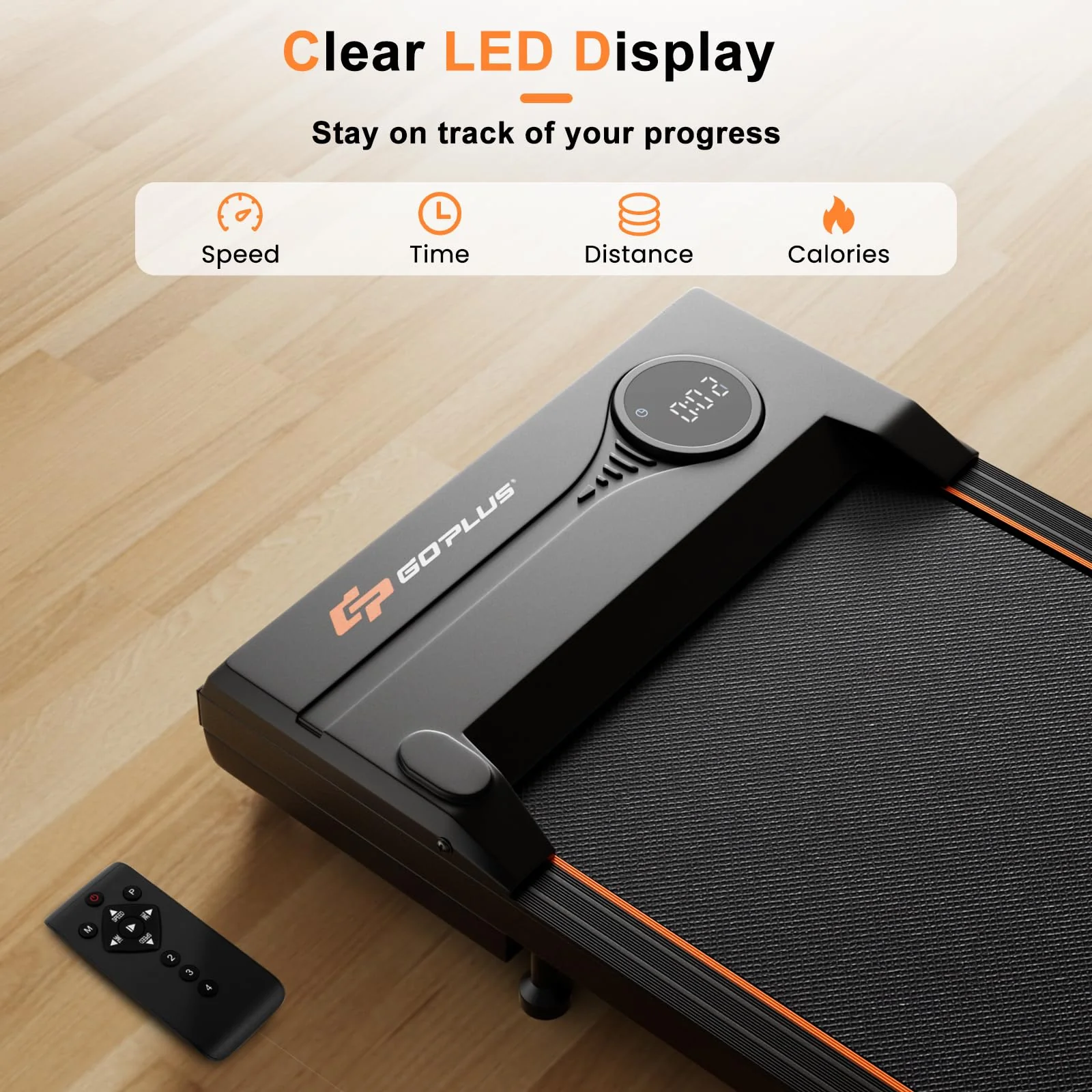Goplus Walking Pad 340 LBS Capacity Under Desk Treadmill with Remote Control LED Display - Image 4