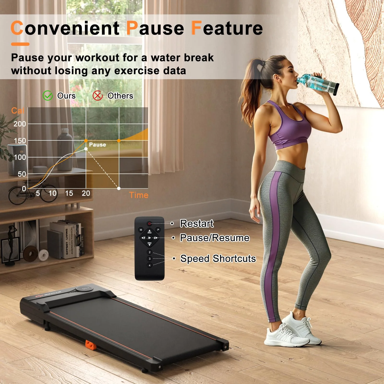 Goplus Walking Pad 340 LBS Capacity Under Desk Treadmill with Remote Control LED Display - Image 7