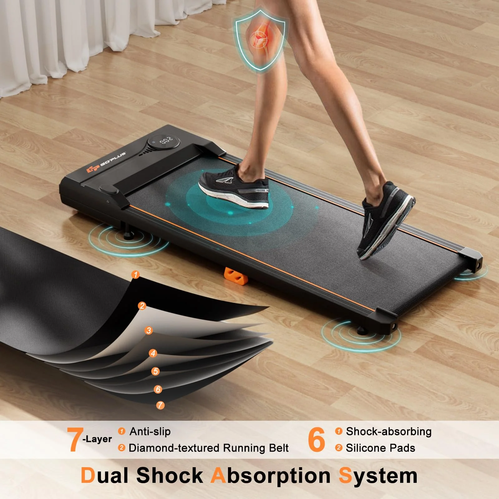 Goplus Walking Pad 340 LBS Capacity Under Desk Treadmill with Remote Control LED Display - Image 8