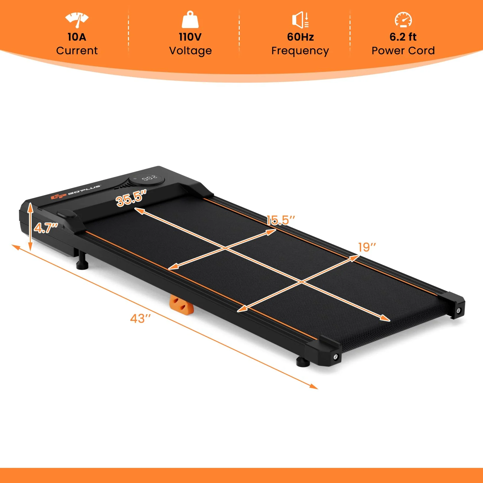 Goplus Walking Pad 340 LBS Capacity Under Desk Treadmill with Remote Control LED Display - Image 9