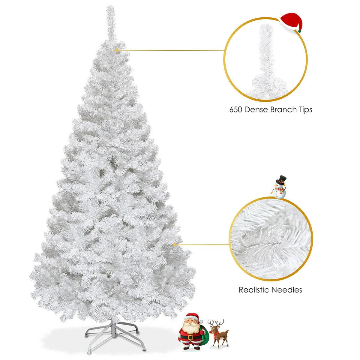 White Christmas Tree with Solid Metal Legs Perfect for Holiday Indoor and Outdoor Decoration - Image 14