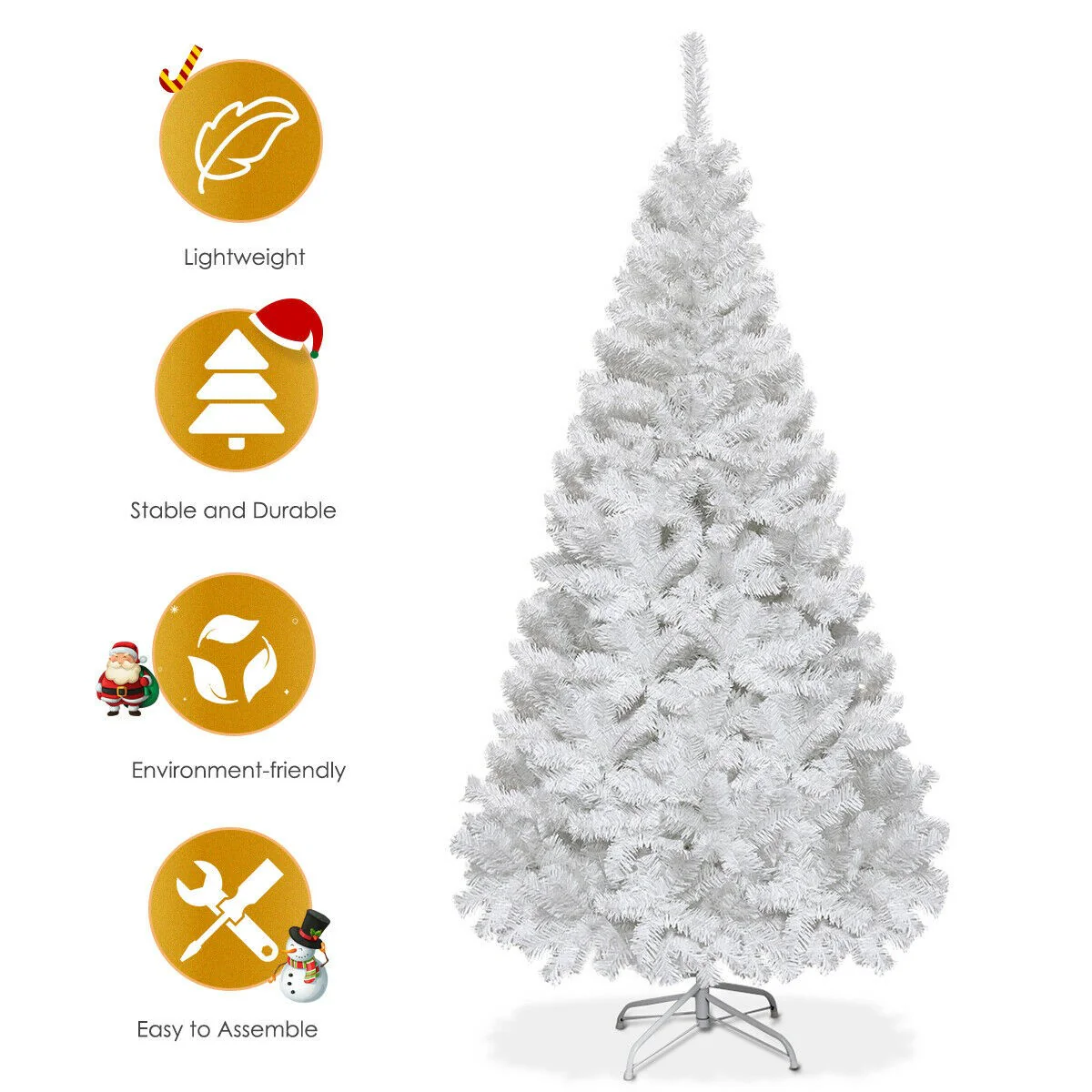 White Christmas Tree with Solid Metal Legs Perfect for Holiday Indoor and Outdoor Decoration - Image 15