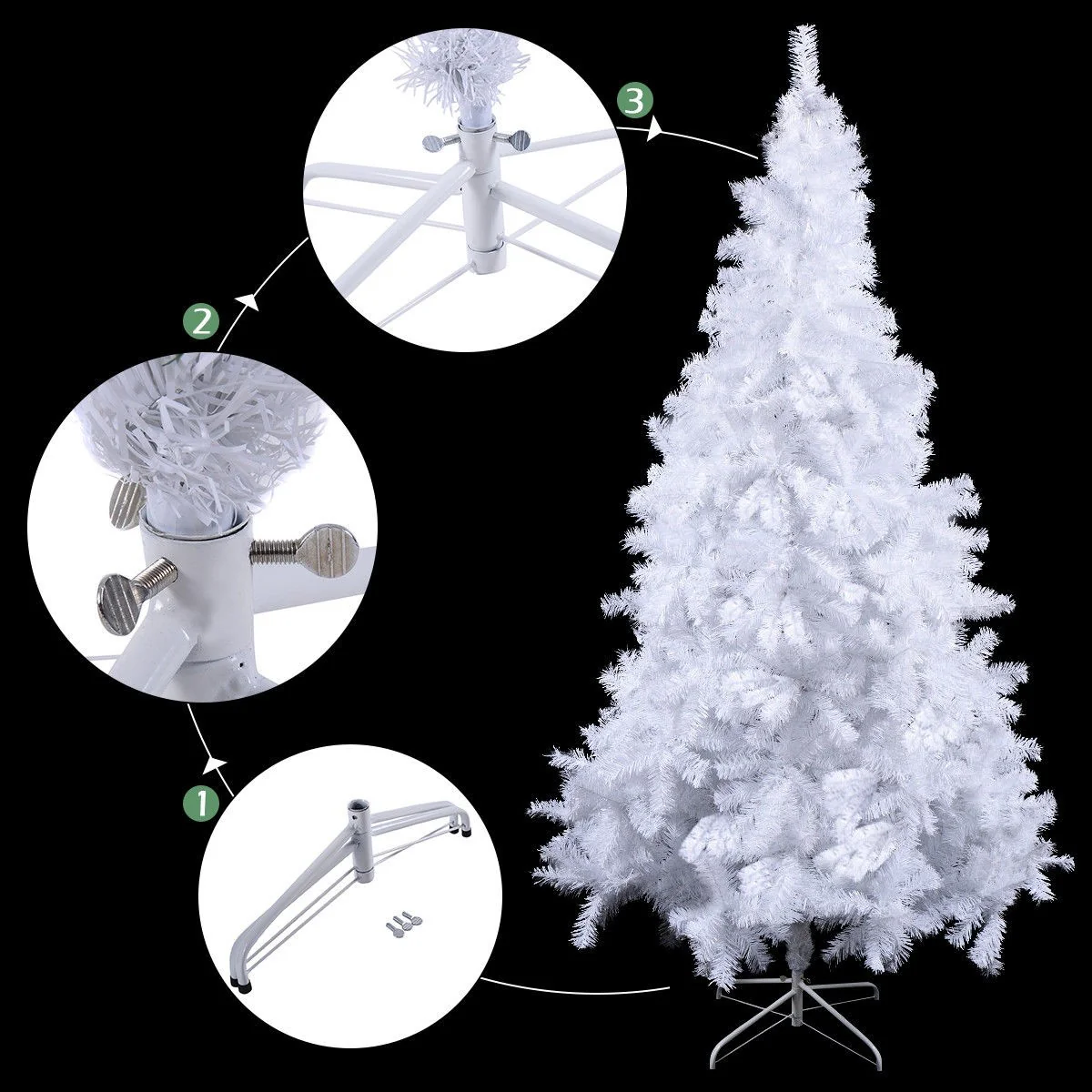 White Christmas Tree with Solid Metal Legs Perfect for Holiday Indoor and Outdoor Decoration - Image 16