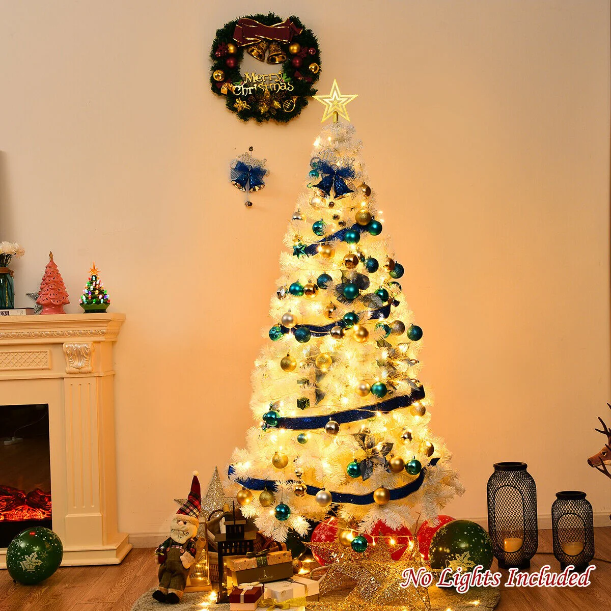 White Christmas Tree with Solid Metal Legs Perfect for Holiday Indoor and Outdoor Decoration - Image 9
