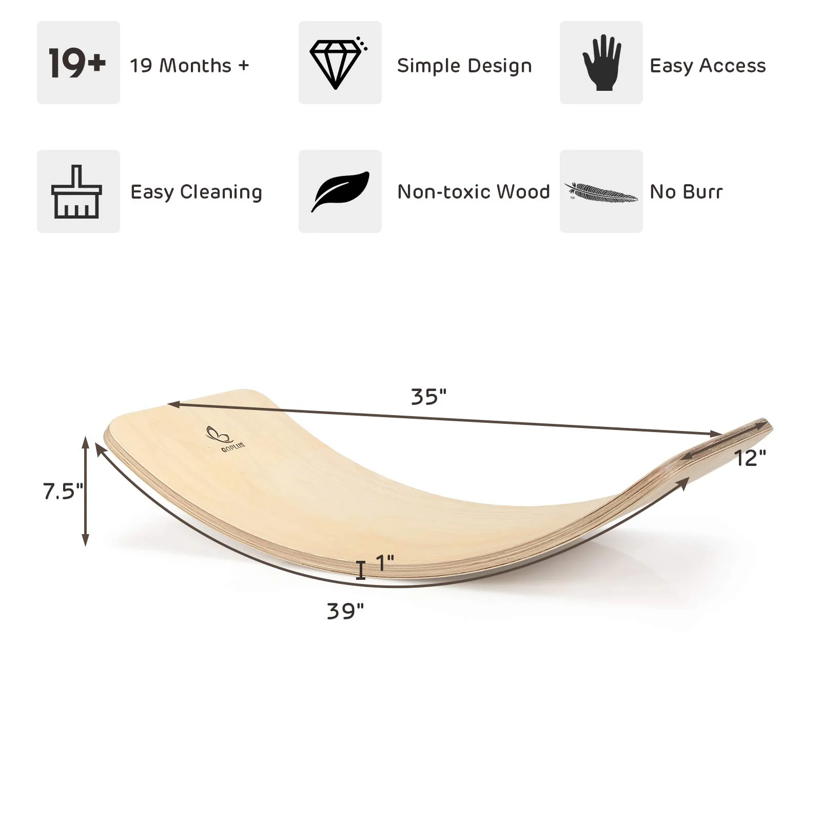 Wooden Balance Board Curvy Wobble Board - Image 10