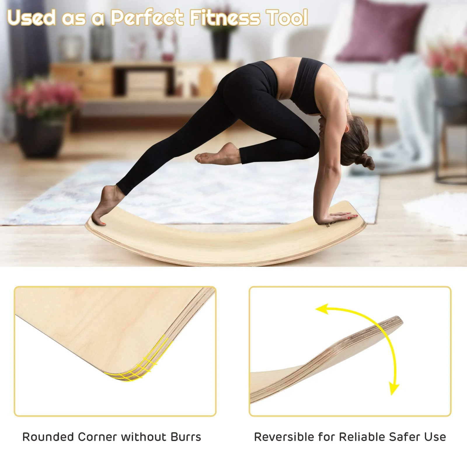 Wooden Balance Board Curvy Wobble Board - Image 4