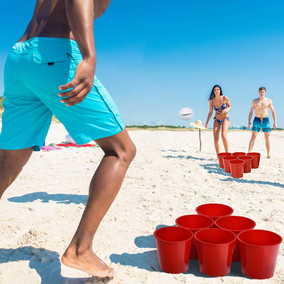 Yard Pong, Giant Pong Game Set with 12 Buckets, 2 Balls and a Carry Bag - Image 3